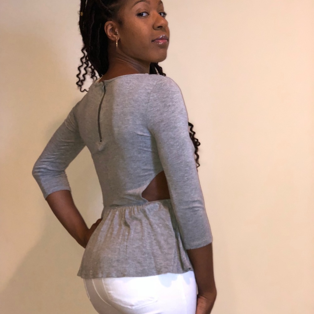 Grey Cut-Out Top - Picture 4 of 4